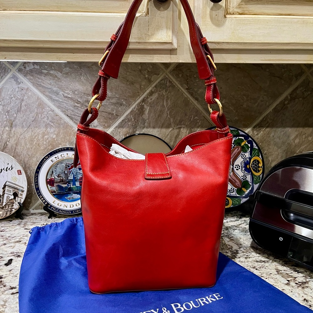 Dooney & Bourke Red Florentine Lily Bucket - Picture 2 of 8